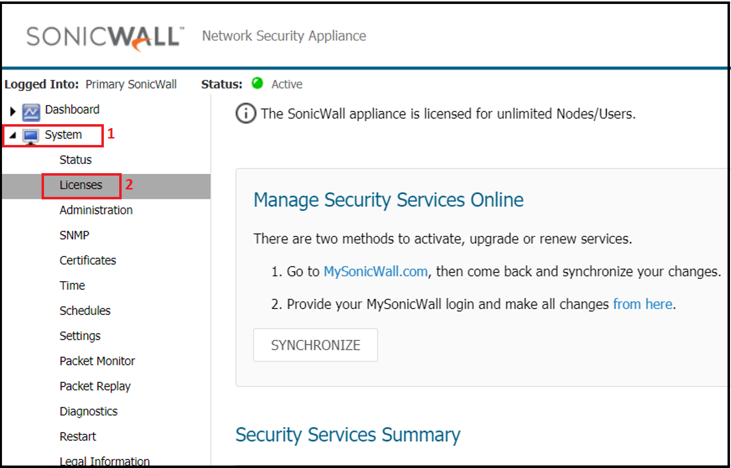 sonicwall licenses