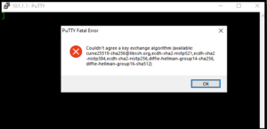 "Couldn't Agree A Key Exchange Algorithm" SSH Error With Putty